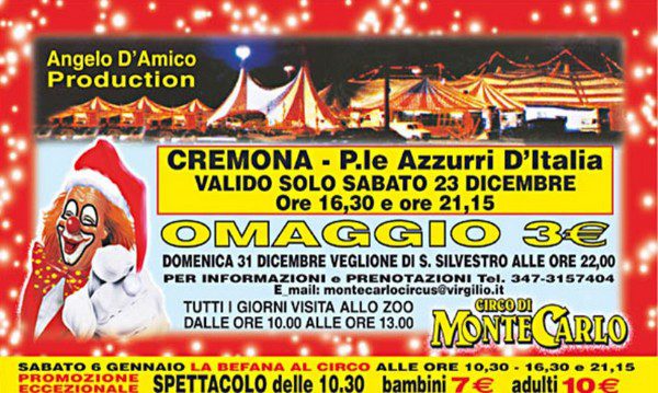 CIRCO MONTECARLO D'AMICO pubblicità Cremona