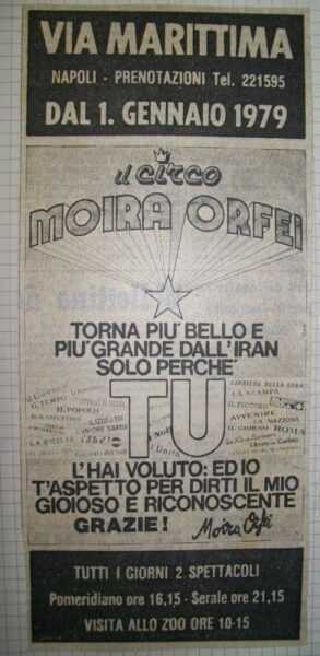MOIRA ORFEI RIENTRA DALL'IRAN: Il debutto di Napoli (1979)