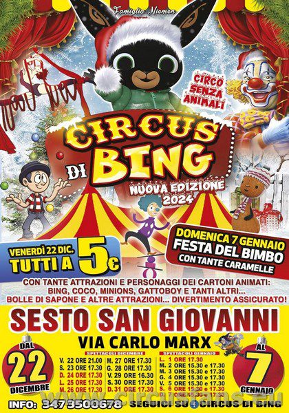 CIRCO DI BING NATALE 2023 IN PROVINCIA DI MILANO