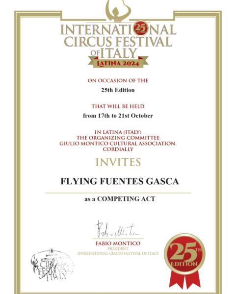 THE FLYING FUENTES GASCA PER I 25 ANNI DEL FESTIVAL DEL CIRCO D'ITALIA