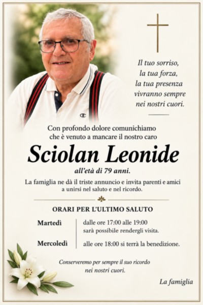 LEONIDE SCIOLAN CI HA LASCIATO