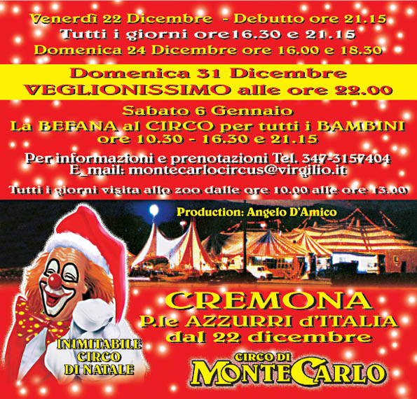 CIRCO MONTECARLO D'AMICO pubblicità Cremona